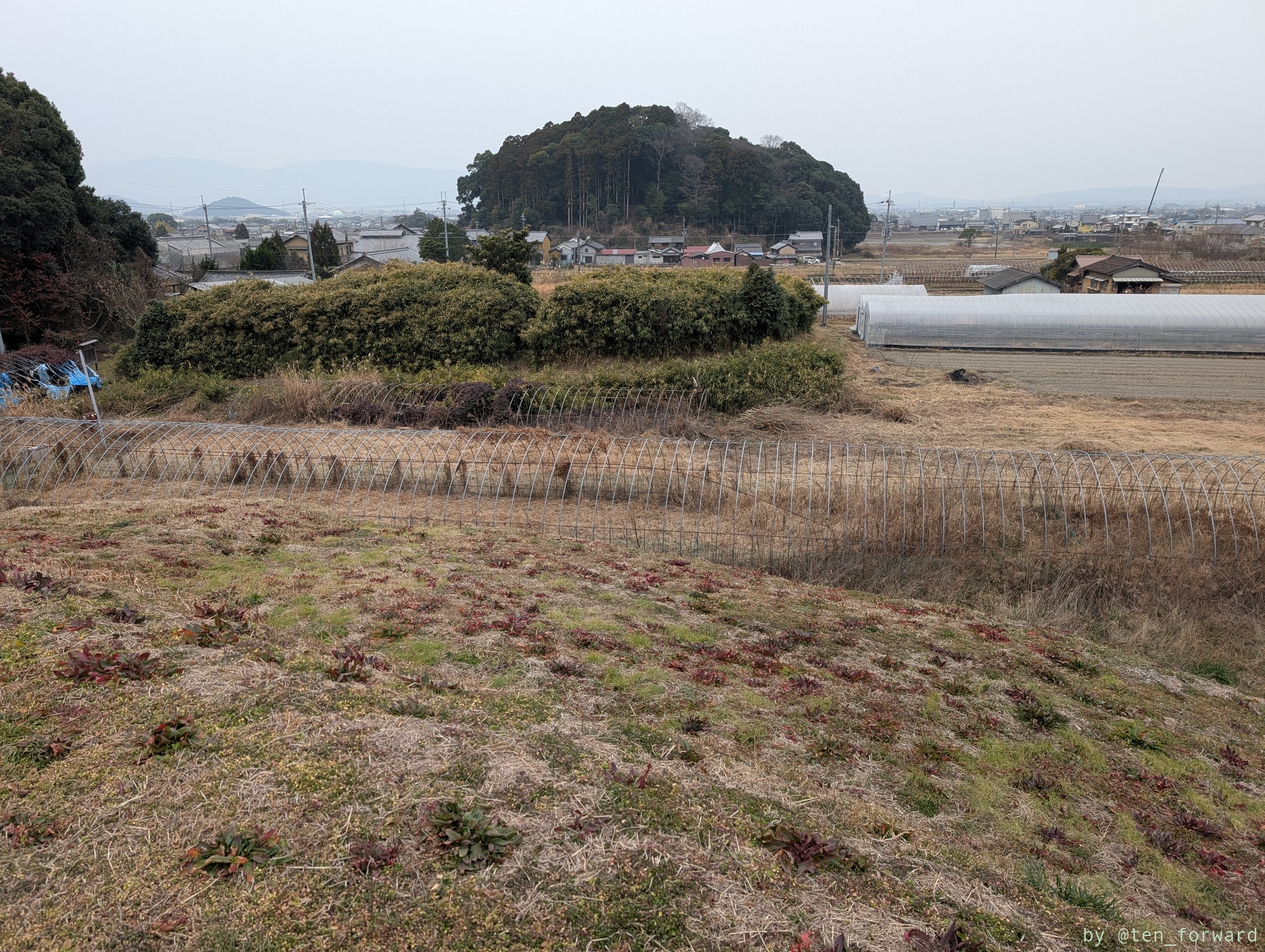 ホケノ山古墳墳頂部から箸墓古墳