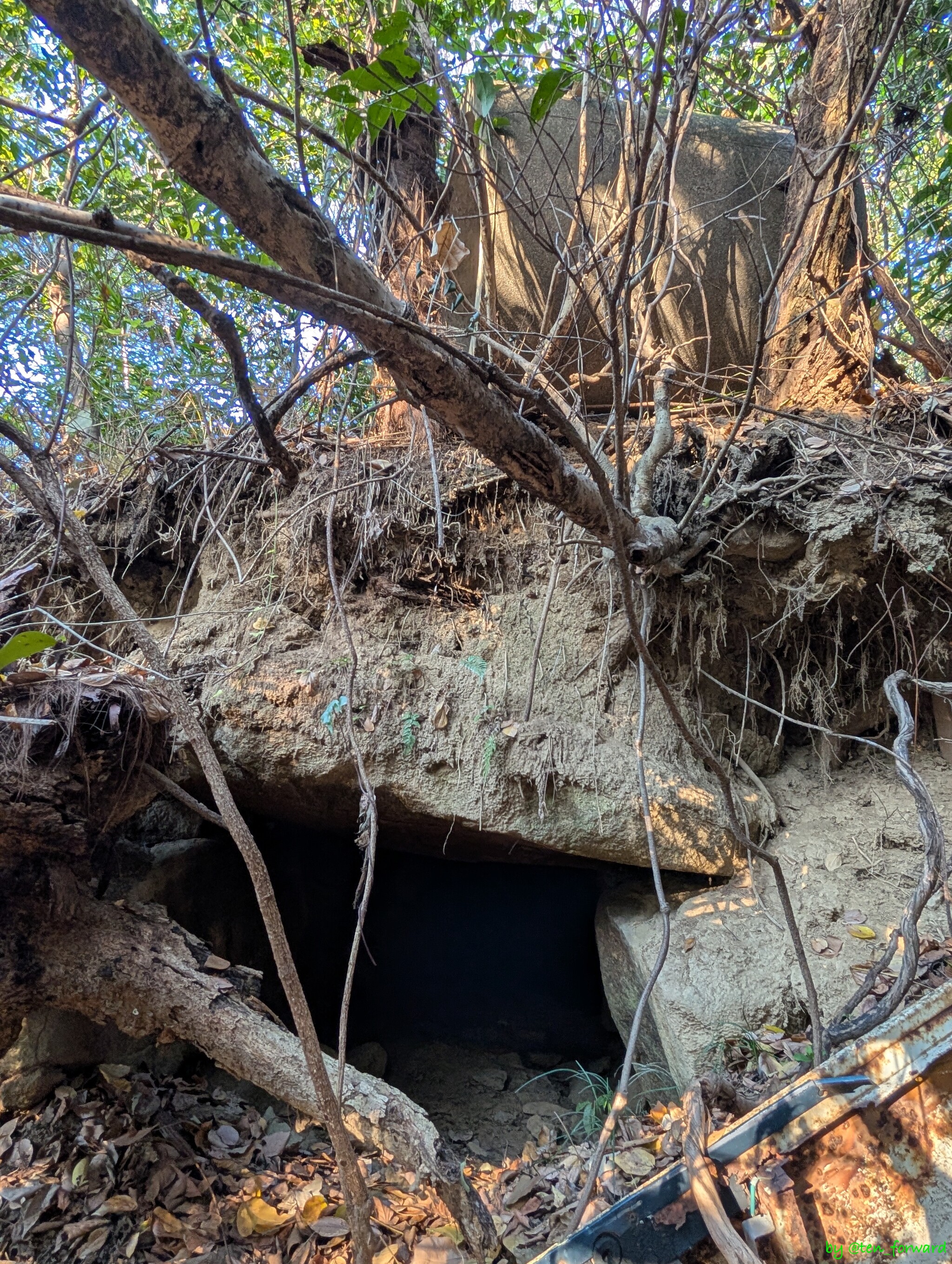 2号墳開口部。上に土管が載ってる