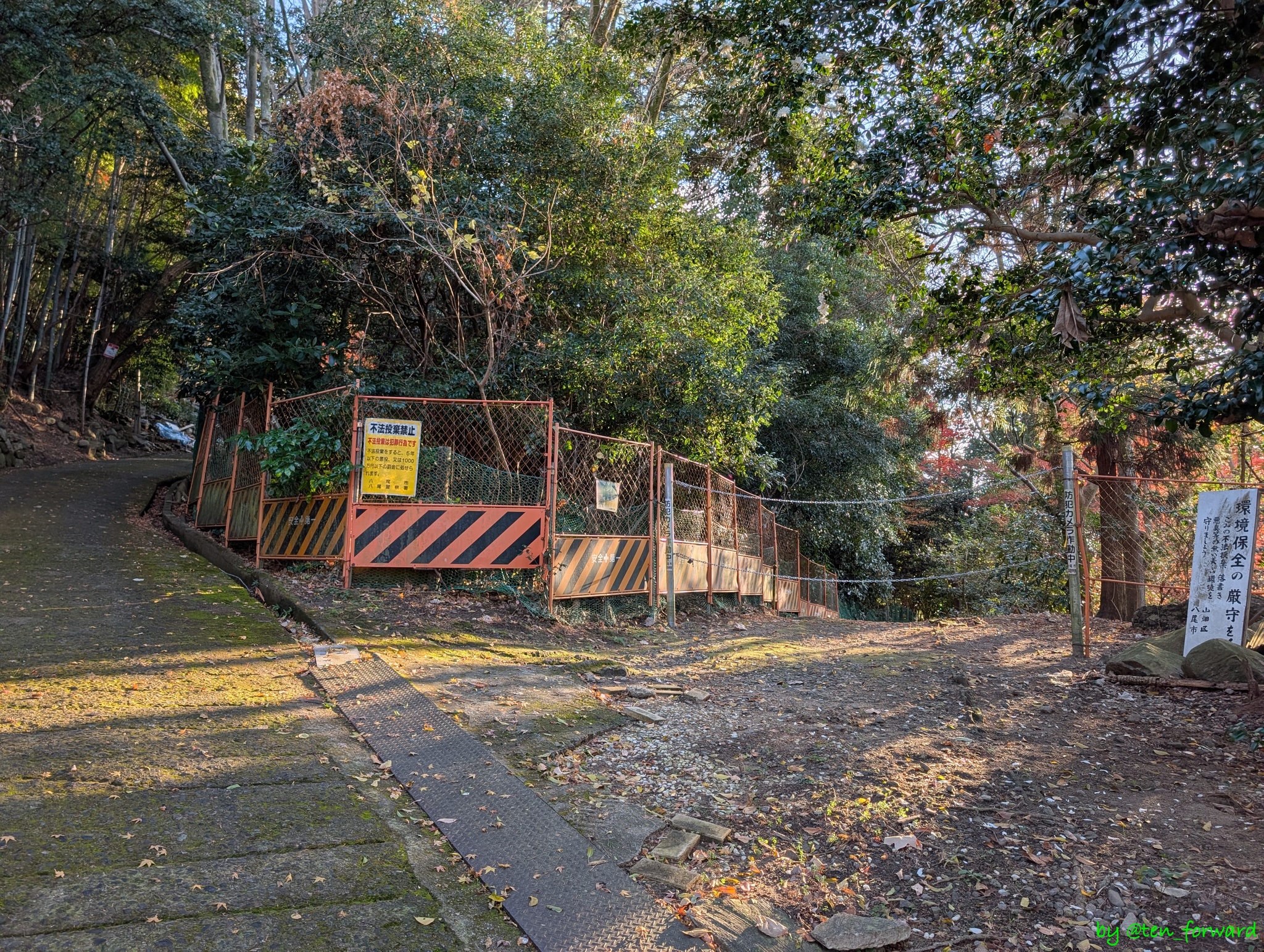 法浄霊園から続く道から 5 号墳脇の南北の道へ入る入口